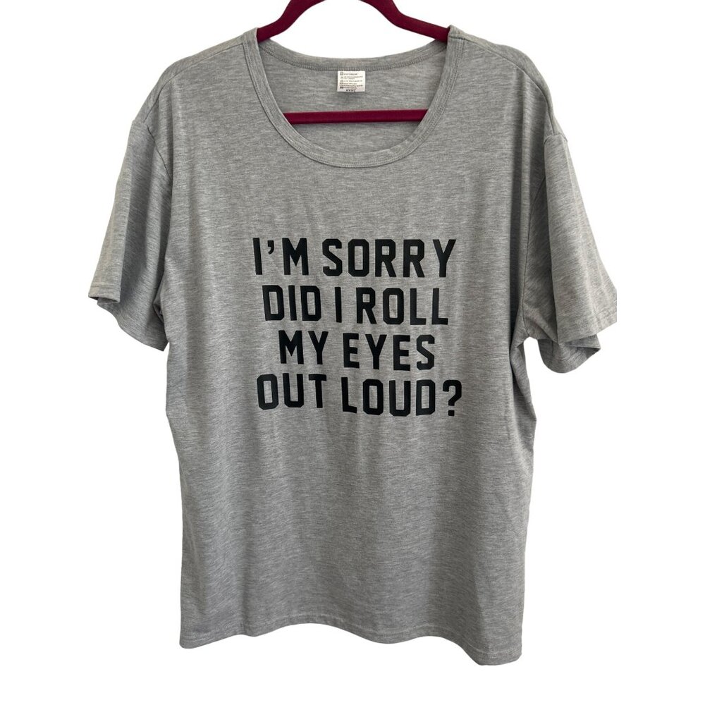Gray Vinyl Print Funny Short Sleeve T Shirt, Size 3XL